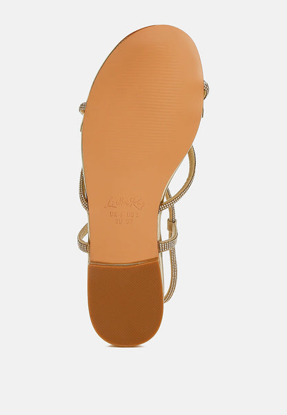 Rhinestone Embellished Lace-Up Sandals